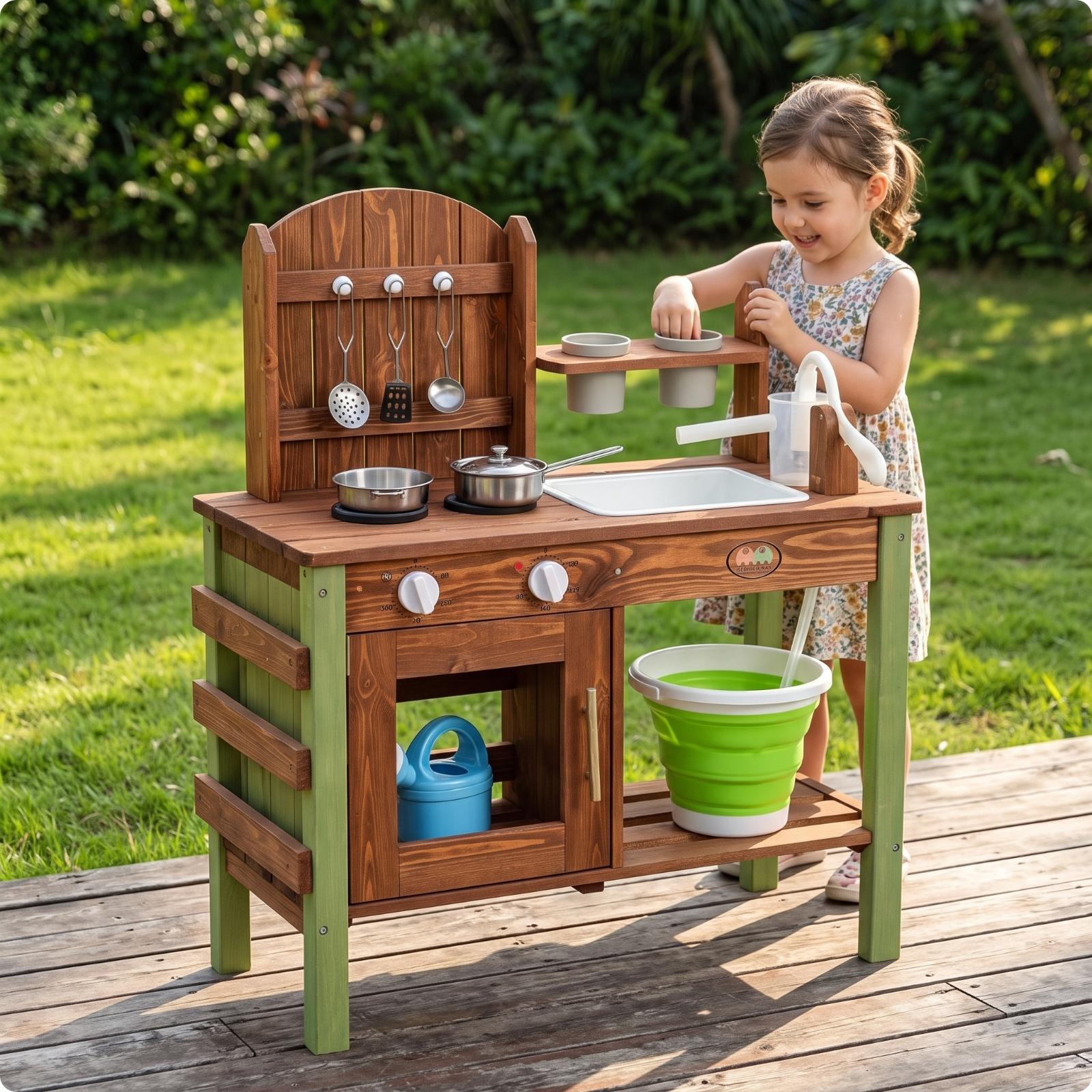 Kids Outdoor Sink - Kids Play Kitchen Outdoor Wooden Set