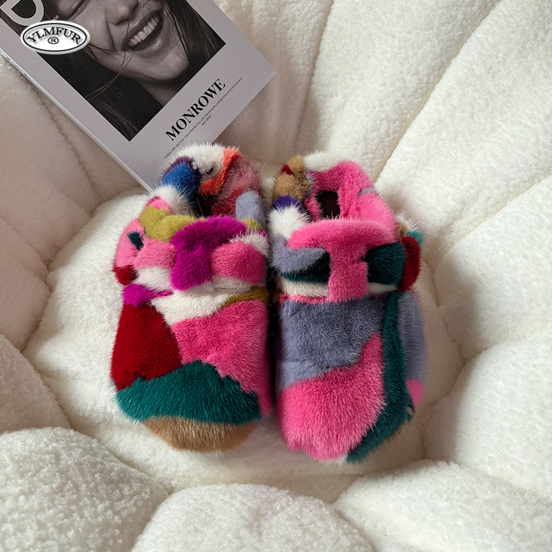 New Girl Luxury Mink Fur Slipp - Kids Outdoor Shoes 评论和价格