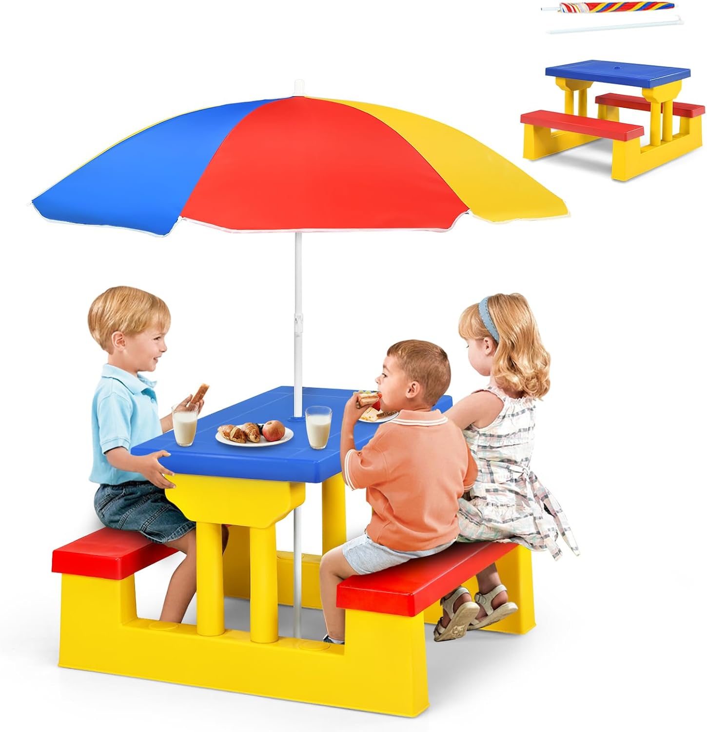 ARMILE Kids Picnic Table, Kids - Kids Outdoor Bench With Umbrella 评论和价格