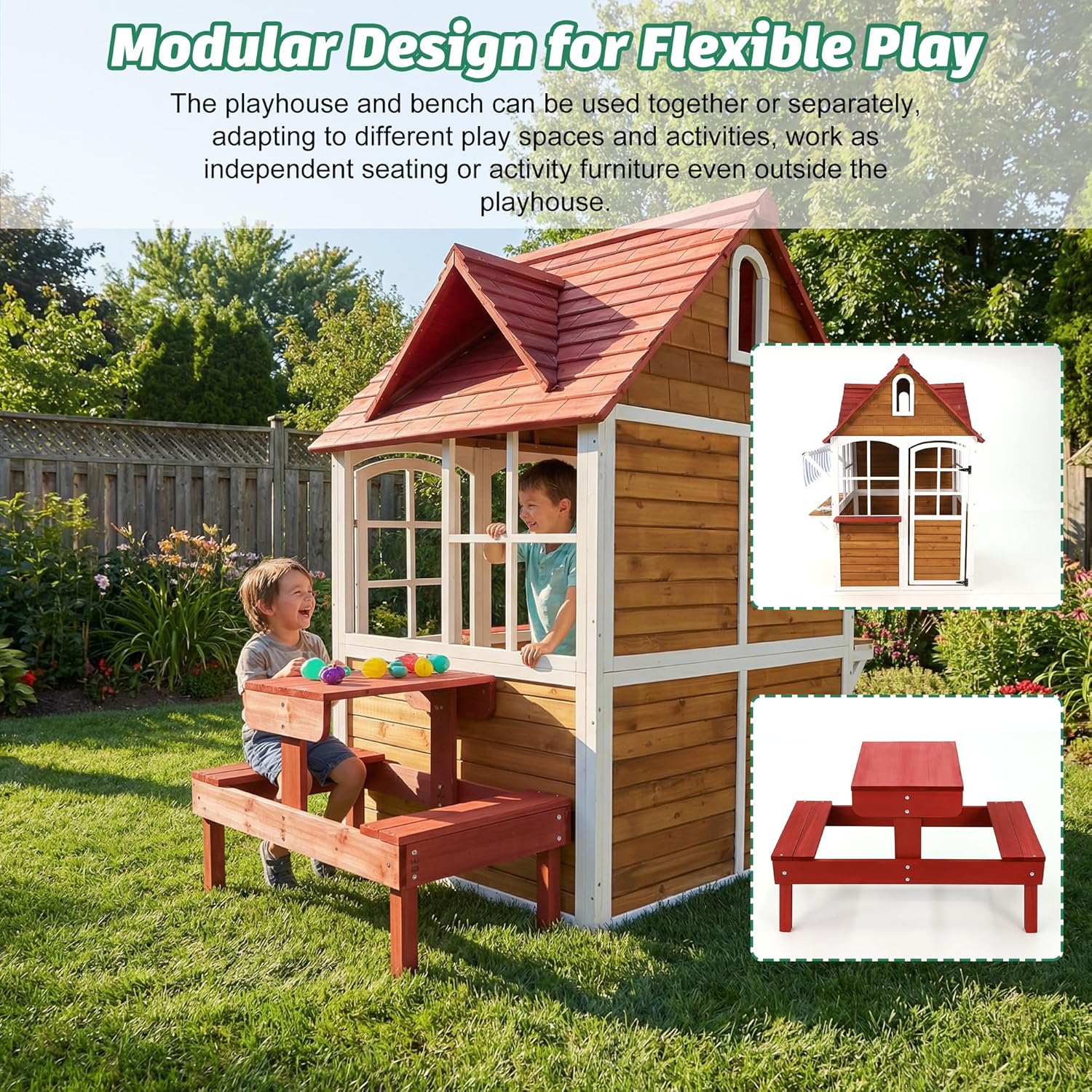 #Outdoor Wooden Kids Playhouse - Kids Outdoor Sink 评论和价格