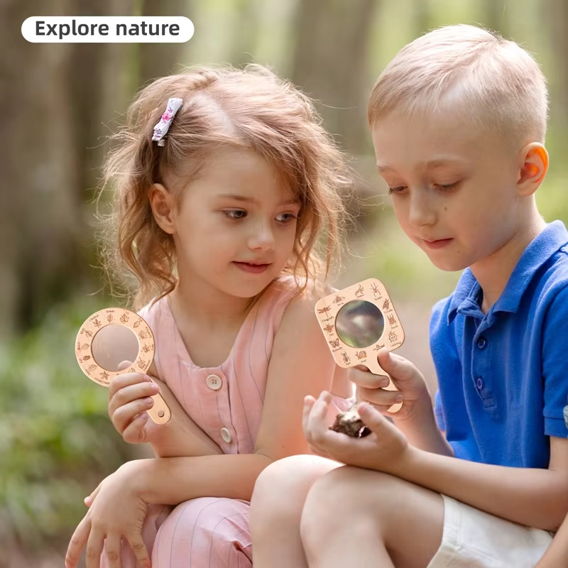 Wooden Magnifying Glass for Ki - Kids Outdoor Nature Toys 评论和价格