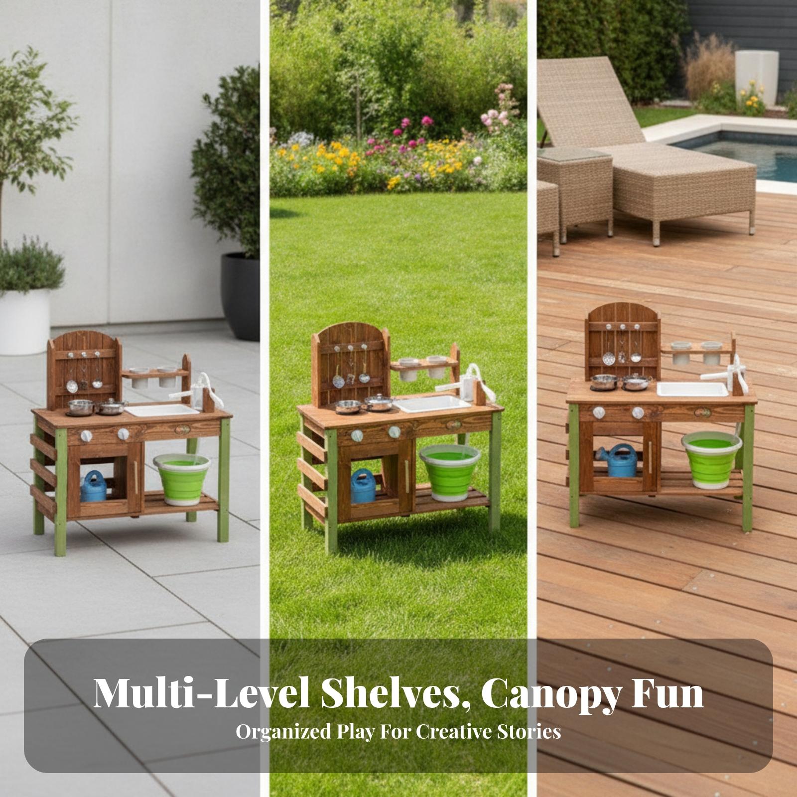 Kids Play Kitchen Outdoor Wood - Kids Outdoor Sink 评论和价格